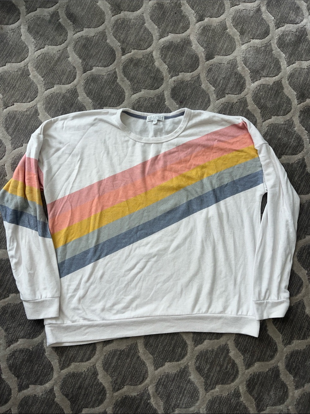 P.J. Salvage White Top with Heather Gray Neck Trim